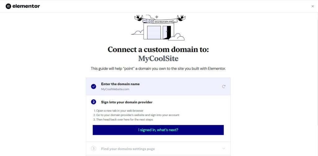 Подключение пользовательского доменного имени к сайту на хостинге Elementor
